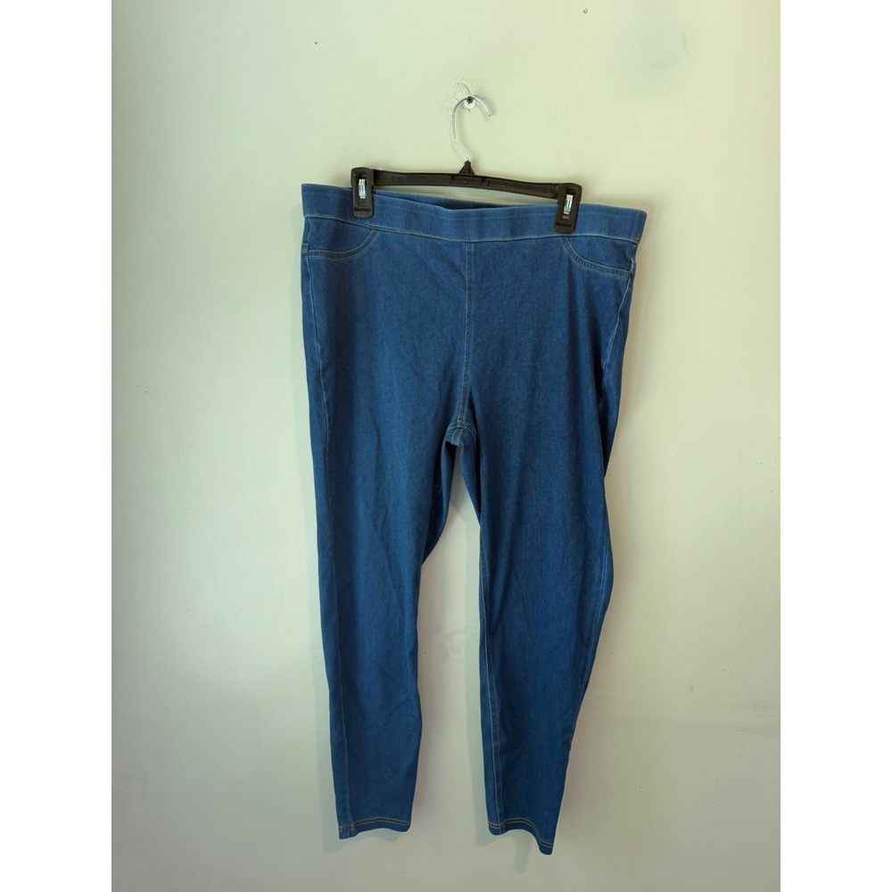 Zac & Rachel Womens 1X Blue Pull On Denim Jeggings Medium Wash Skinny Pants